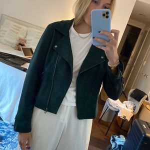 Hunter green suede moto jacket